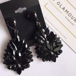Black crystal drop earrings✨ pageant Prom Bridal